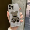 Designer iPhone Hülle für 14 Pro Max Objektiv Komplettpaket 12 Handyhülle transparent galvanisiert süßer Bär 117 Anti-Drop Schutzhülle X