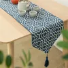 Table Runner Elegant Turquoise Table Runner Jacquard Bed Runner with Tassels Red Tablecloth Narrow for Home Party Wedding Dining Table Decor 230322