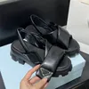 Fashion Designer Women Sandals Luxury Slippers shoes Dayform Heel Genuine Leather Ankle Wrap Medium Anti-slip Casual Soft comfortable Outdoor Home Wedge Slippers