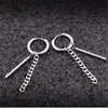 Studörhängen 2023 Punk Chain Ear Clip for Women Men Black Silver Color rostfritt stål Fashion smycken gåvor grossist