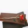 Party Favor Blooming 24k Gold Plated Roses Flowers for Birthday Valentine's Mors Day Jubileumsgåvor med hälsning Souvenir Box RRA