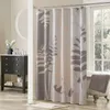 Cortinas de chuveiro Olivia Grey Flor Polyester impermeável Taupe Folhas de tecido impresso Decorativo Curta de chuveiro floral 230322