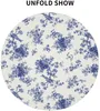 Nappe Florale Bleu Et Blanc Printemps Nappe Été Oiseaux 60 '' Ronde Avec Infroissable Pour Fête Table Salle À Manger