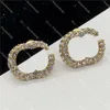 Classique diamant lettre goujons boucle d'oreille perle cristal boucles d'oreilles bijoux pour femmes couleur strass Designer gouttes