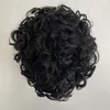 Brazilian Virgin Human Hair Replacement #1B Black Color 130% Density 8x10 Toupee 19mm Curl Full Lace Unit for Black Men