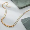 Collares colgantes Collar de acero inoxidable para mujer de lujo ligero y de gama alta Chapado en oro real de 18 quilates Temperamento resistente al agua y anti-decoloración