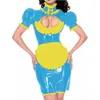 Sukienki swobodne kobiety lolita mini sukienka seksowna pokojówka cosplay kostium puff rękawa bodycon -odzież fetysz