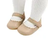 Platta skor baby dop och pannband set söta Mary Jane lägenheter glänsande kronhårband för spädbarnflickor