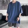 Men s Tracksuits HYBSKR Summer Man T shirts Short Sleeve Solid Color Casual Oversized T Shirt Men Harajuku Hip Hop Cotton Clothing Tops Tee 230322