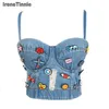 Women s Tanks Camis Irene Tinnie Sexy Cute Hole Cartoon Decoration Push Up Bustier Bralette Cropped Top Vest Plus Size 230322