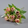 3pcs Arificial Flower Tea Rose Bouquets Faux Flower Buds for Valentine's Day Home Wedding Decoration