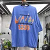 Мужские футболки негабаритная футболка с коротким рукавом с высоким изюминкой двойной слой винтажный водяной мытье граффити для граффити T230321