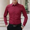 Herrklänningskjortor långärmad solid män Klädmode 2023 Spring Autumn Business Formal Wear Blus Slim Fit Camisa Masculina Tops T01