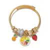 Charm Bracelets High Quality Stainless Steel Lemon DIY Large Hole Beads Fruit Bracelet For Women