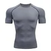 Herr t-skjortor mode t-shirt snabbtorkande komprimering andningsbar fitness kortärmad bodycon casual