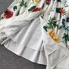 ヨーロッパとアメリカのinss春/夏の新しいドレス高感覚印刷ファッションスリムフィット気質シングル胸肉ドレス大スイングロングドレス