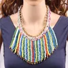 Choker mode katoenen touw gevlochten gouden ketting kleurrijke kraal tassel chunky statement ketting voor vrouwen sieraden groothandel