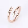 Three Stone Mens White Gold Designer Nail Ring Jewelry Midi Promise Rings for Women Couple Matching Titanium Steel Alloy Fashion Accessories