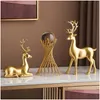 Dekorativa föremål figurer hem dekoration tillbehör djur guldornament abstrakt konst modern vardagsrum lyxdekor present dhzrh