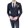 Ternos masculinos Blazers britânicos negócios casuais colorido sólido traje xadrez de três peças Versão coreana de juventude de groom slim-fit Man Unity Vestido de noiva 230322