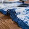 Table Runner Table Runner Navy Blue Printing Table Runner Simple Elegant Country Wedding Decoration for Dining Table Home Textile 33x180cm 230322