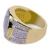 Anillo solitario para hombre Hip Hop Gold Compromiso Anillos de boda Joyería Nueva moda Iced Out Diamante de simulación para hombres y mujeres