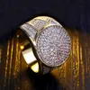 Anillo solitario para hombre Hip Hop oro compromiso anillos de boda joyería nueva moda Iced Out simulación diamante para hombres mujeres promesa