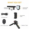 Selfie Stick Lighting Kit de montage vidéo pour trépied de téléphone Kit de vlogging KIT de microphone en streaming avec support de téléphone portable pour trépied avec emballage de vente au détail