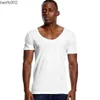 T-shirt maschile a V profonde a V Slima maglietta a maniche corte per uomini per uomini tagli bassa vee top top tees maglietta maschile invisibile casual estate w0322