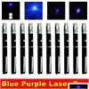 Laseraanwijzers 405nm Blue Purple Pointer Pen Astronomie 10 Miles 1 MW Powerf Portable Violet Lazer Cat/Dog Toy Single Light Drop Dhihx