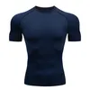 Herr t-skjortor mode t-shirt snabbtorkande komprimering andningsbar fitness kortärmad bodycon casual