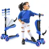 Çocuklar için 3 Tekerlekli Scooter Standı / Yürümeye Başlayan Çocuklar Oyuncak Katlanır Kick Scooter w / Ayarlanabilir Yükseklik Kaymaz Güverte Yanıp Sönen Tekerlek Işıkları Erkek / Kız 2-12 Yaşındaki Hurtle