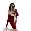Casual Dresses French Bow Sweet Summer Elegance Clothing Sexy A-line Suspender Skinny Hip Wrap Mini Women