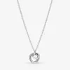 Pendentif Colliers 925 Sterling Silver Double Heart Sparkling Collier Collier Pour Femmes Famille Toujours Encerclé Fine Jewelry