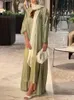 Etnik Giyim Fas Kaftan Müslüman Abaya Kadınlar Elbise 2 Parça Set Abayas Gowns Dubai Arap İpek Saten Kimono HARDIGAN ROBE OUGWAR Sonbahar 230322
