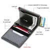 Wallets Custom Card Holder Rfid Black Carbon Fiber Leather Simple Wallet Men's Gift Personalized Z0323