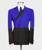 Costumes pour hommes bleu royal et noir Costume Homme hommes costume de mariage Slim Fit 2 pièces Double boutonnage smoking marié bal homme Blazer Masculino