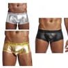 Sous-vêtements en cuir verni brillant pour hommes Lingerie Bulge Pouch Boxer Briefs Low Rise Shorts pour maillots de bain Beachwear Maillots de bain