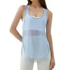 Camisoles Tanks Women Sport Loose V In Seerough Yoga Shirt Running Fitness Sleeveless Tshirt Qui Dry Tank Tops Gym Workout Tee Blue Z0322