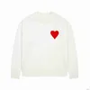 Parigi Moda Uomo Designer Amies Maglione lavorato a maglia Ricamato Cuore rosso Tinta unita Big Love Girocollo Manica corta una T-shirt per Uomo Donna 6reb