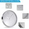 Horloges Murales Premium Argent Horloge Murale Décoration Murale Moderne Horloge Murale Silencieuse Pour La Maison Bureau Cuisine 25Cm Argent 230323