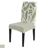 Chair Covers Green Leaf Ginkgo Cover For Dining Room Banquet Party Spandex Stretch Seat Wedding