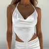 Débardeurs pour femmes Camis Rose Sans Manches Sexy Crop Tops Femmes Dos Nu Laçage Camis Sans Fil Bralette Réservoirs Spaghetti Strap Halter Cropped Top Camisole P230322