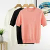 womens T shirts short sleeve knitting sweater tees Letter print knitted sweater Luxury top S-XL303J
