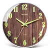 Wall Clocks Decorative Clock Study Living Room Household Wall Decor Mute Simple Luminous LCD Temperature and Humidity Display Garden Clocks 230323