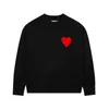 Womens Sweaters Amis Paris Fashion Mens Designer Amies Knitted Sweater Embroidered Red Heart Solid Color Big Love Round Neck for Men and Women 1189ess