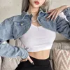 Damenjacken Damen Denim Weiblich Casual Langarm Revers Kurz Jean Jacke Mädchen Y2K Streetwear Frühling Schal Bluse Solid Slim Mantel