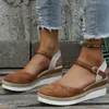 Sandals 2023 Summer Women Linen Plain 6cm Wedge Bohemian Handmade Ladies Casual Comfortable Espadrilles Platform Pumps Shoes