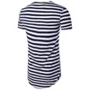 メンズTシャツストライプロングラインTシャツMen 2018 Summer New Shirt Sleeve Extra Mens TシャツヒップホップHIストリートトップTEES CAMISETAS HOMBRE W0322