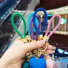 Colorful Heart Shape Keychain Hand Woven Rope Keyring Small Bell Key Chains For Women Couple Gifts Resin Key Accessories